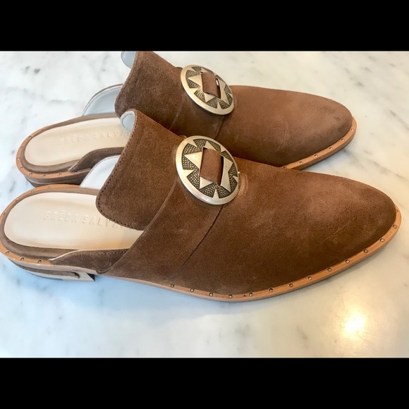Freda Salvador Shoes - Freda Salvador KEEN Bolo brown suede mules (9)